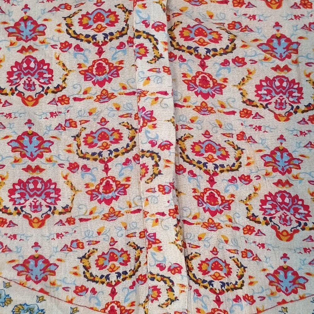 Nine West Jeans Blouse Womens XL Red Pink Yellow Floral Boho Lucy India Tunic To - Picture 3 of 11